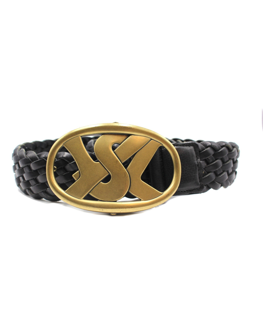Saint Laurent Cintura Pelle Intrecciata