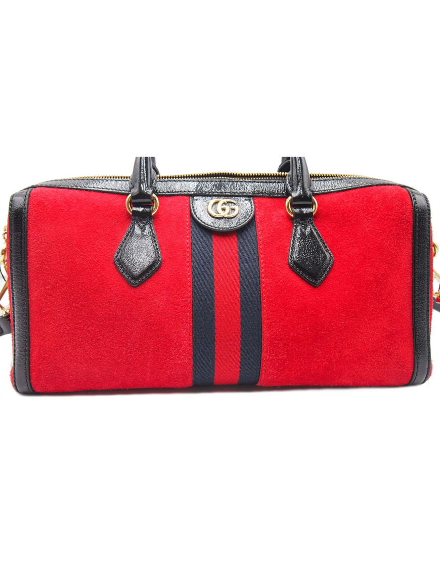 Gucci Ophidia Bauletto Pelle Scamosciata Rossa