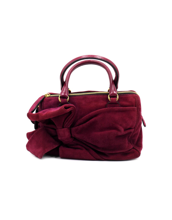 Valentino Bauletto Suede Bordeaux