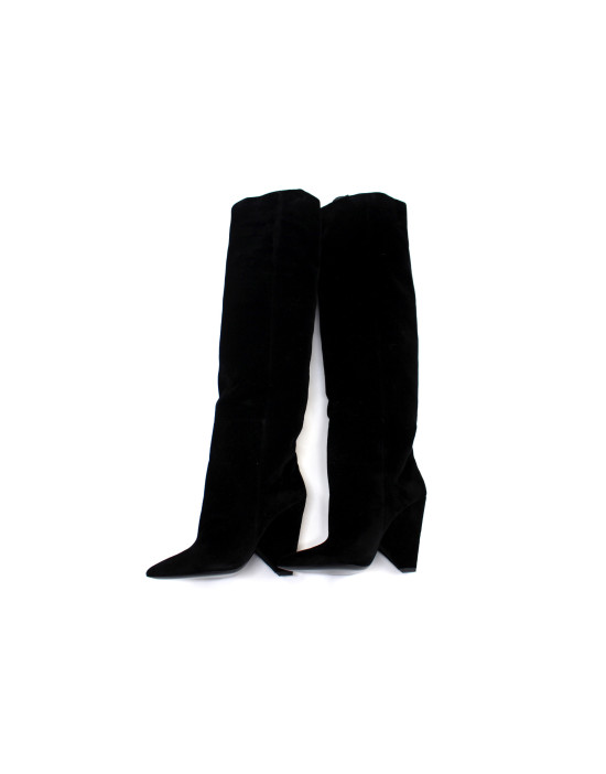 Saint Laurent Stivali Scamosciato Nero