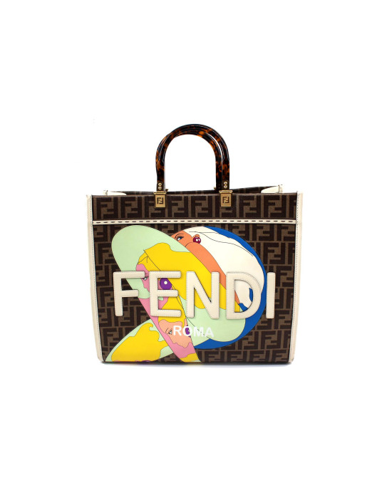 Fendi Sunshine Tote Bag Tela Marrone