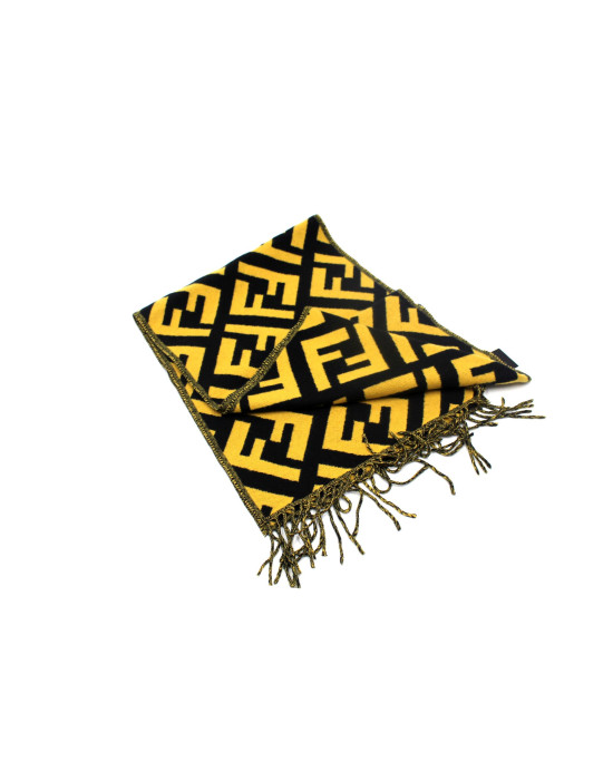 Fendi Sciarpa Cachemire Giallo e Nero