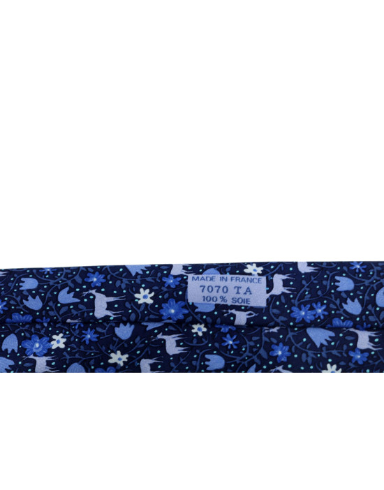 Hermes Cravatta Seta Blu Scuro