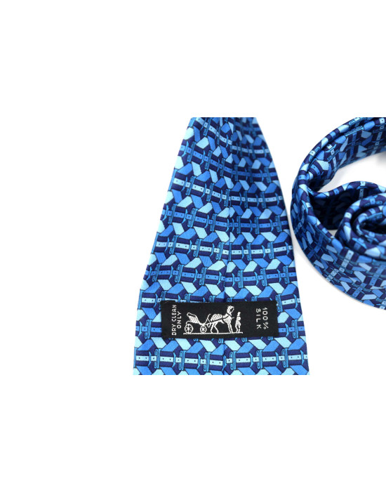 Hermes Cravatta Seta Azzurra