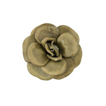 Chanel Spilla Camelia Pelle Verde Militare