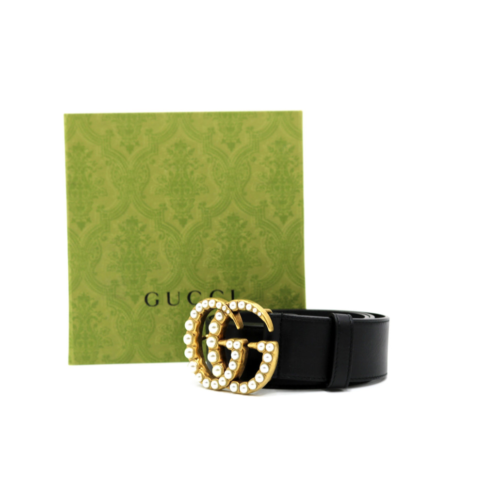 Gucci Cintura GG Buckis Pelle Nera