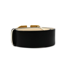 Valentino Cintura Reversibile Pelle Nera e Panna Logo Pietre Multicolor