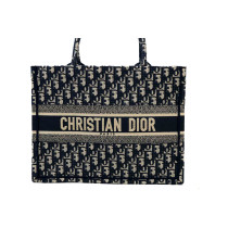 Dior Book Tote Media Tela Blu