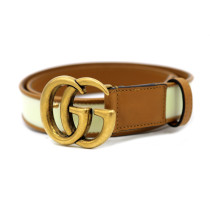 Gucci Cintura Marmont Pelle Bianca e Marrone