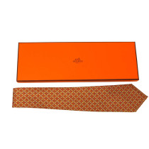 Hermes Cravatta Seta Beige e Rosso