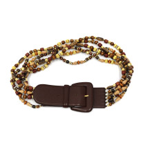 Valentino Cintura Gioiello Pelle e Legno Marrone