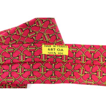 Hermes Cravatta Seta Bordeaux e Giallo