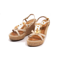 Louis Vuitton Sandali Zeppa Tessuto Beige