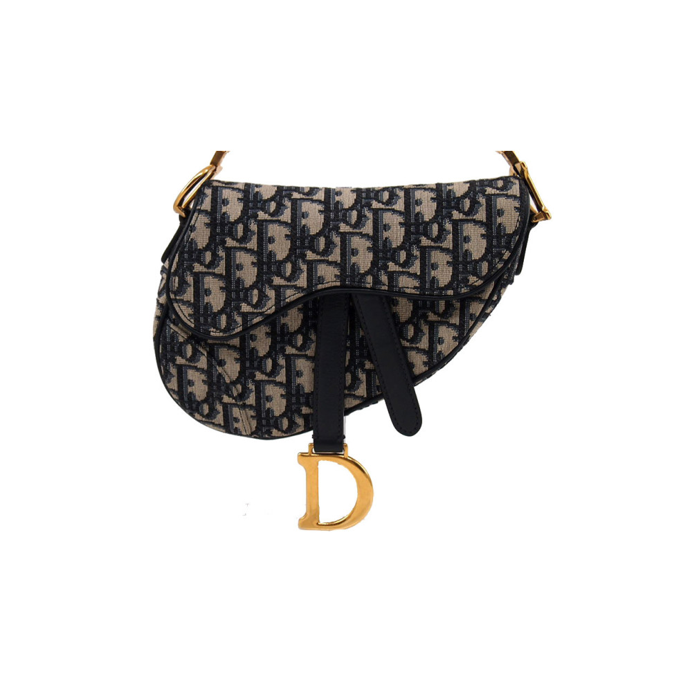 Dior Saddle Mini Tela Blu Oblique