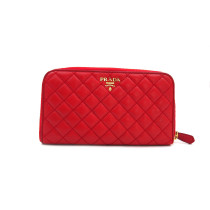 Prada Portafoglio Zippy Pelle Saffiano Rossa