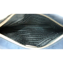 Prada Pochette Tela Vela Blu