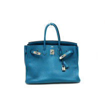 Hermes Birkin 35 Pelle Blu Pavone