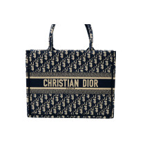 Dior Book Tote Media Tela Oblique Blu