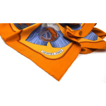 Hermes Foulard Seta Senape e Blu