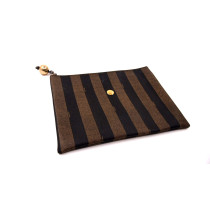 Fendi Pochette, Porta Pc, Porta documenti Tela Pequin Marrone e Nero