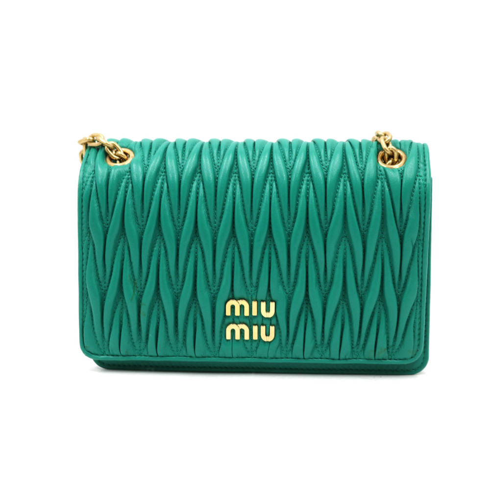 Miu Miu Tracollina Pelle Verde