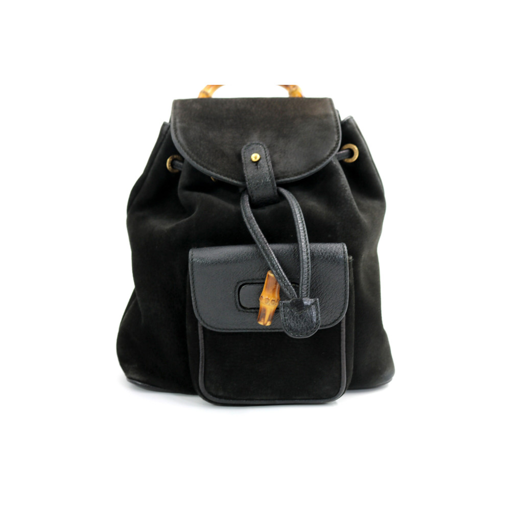 Gucci Zaino Bamboo Camoscio Nero
