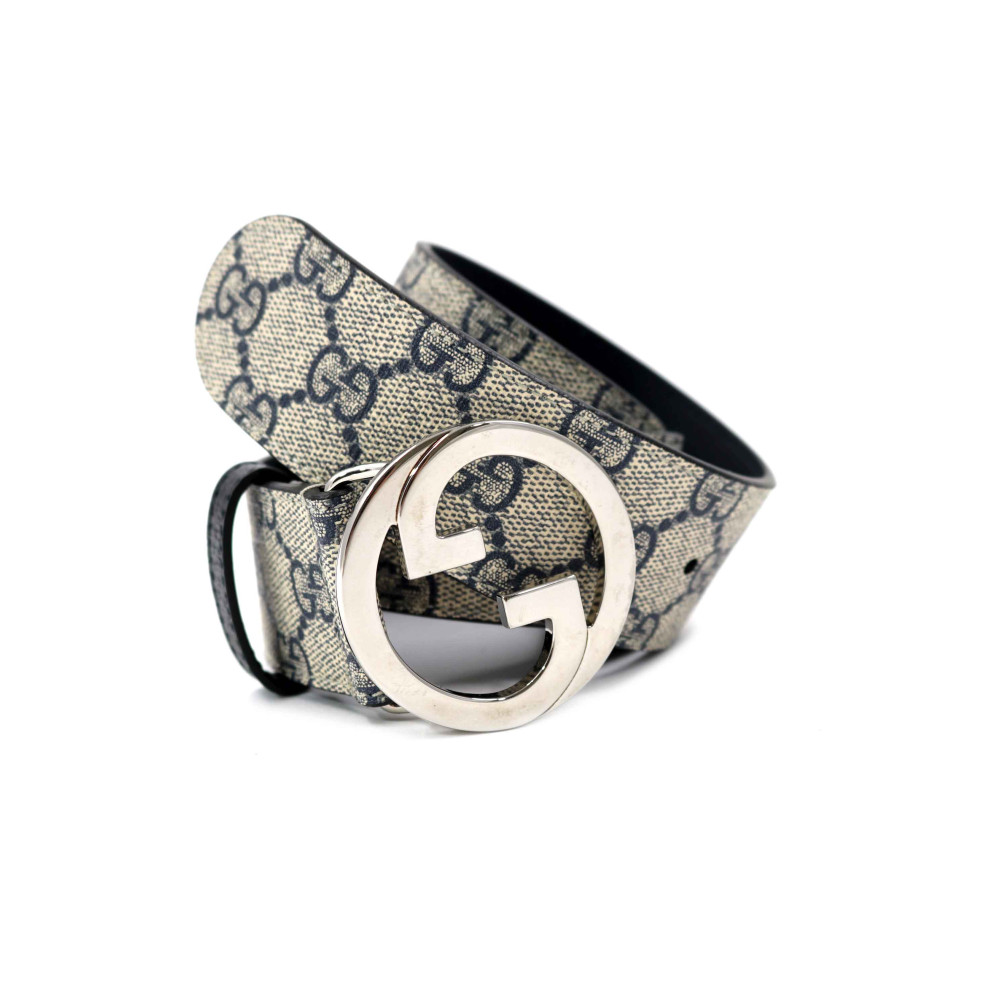 Gucci Cintura Pelle Beige e Blu