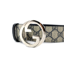 Gucci Cintura Pelle Beige e Blu