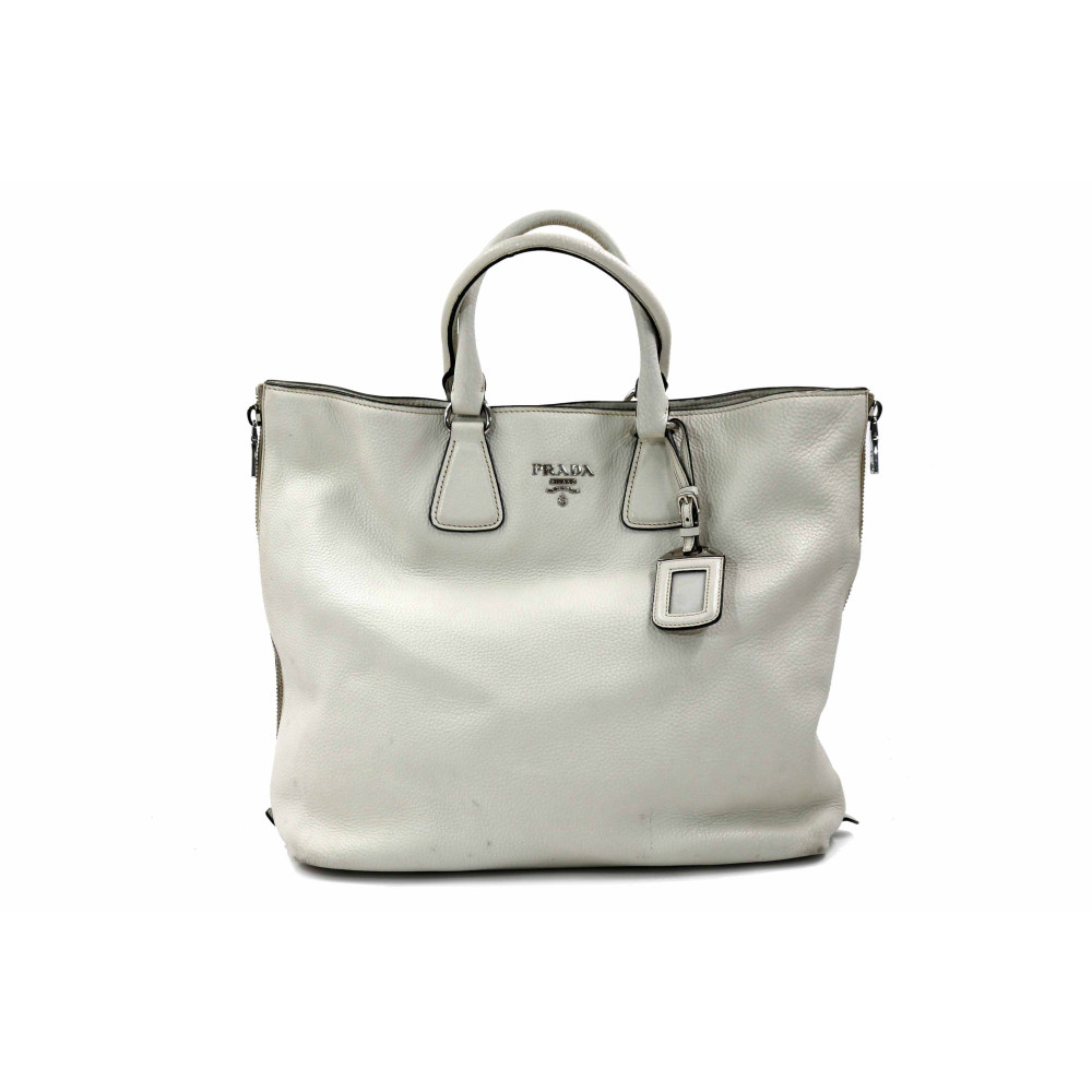 Prada Esplanade Pelle Martellata Bianca