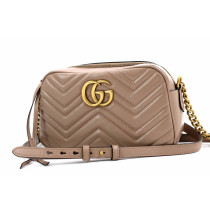 Gucci Camera Bag GG Marmont Misura Piccola Pelle Beige Rosato