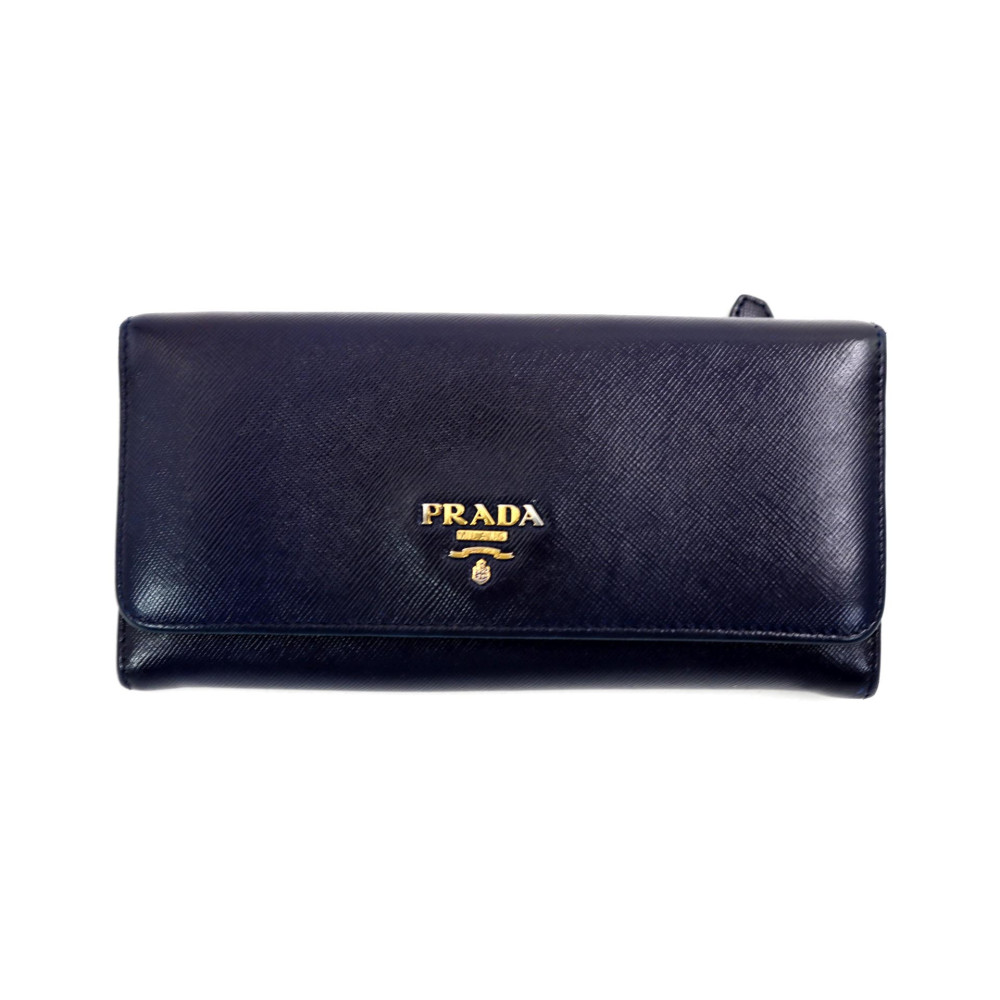 Prada Portafoglio Pelle Saffiano Blu