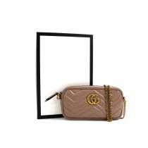 Gucci Marmont Pochette Pelle Rosa Tortora