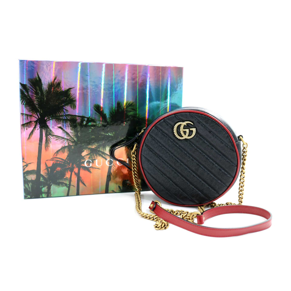 Gucci Round Pelle Nera e Rossa