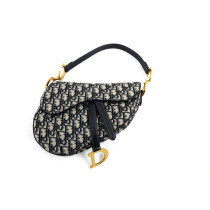 Dior Saddle Tela Jaquard Oblique Blu con Tracolla