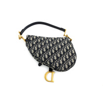 Dior Saddle Tela Jaquard Oblique Blu con Tracolla