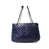 Chanel Chevron Pelle Blu Scuro
