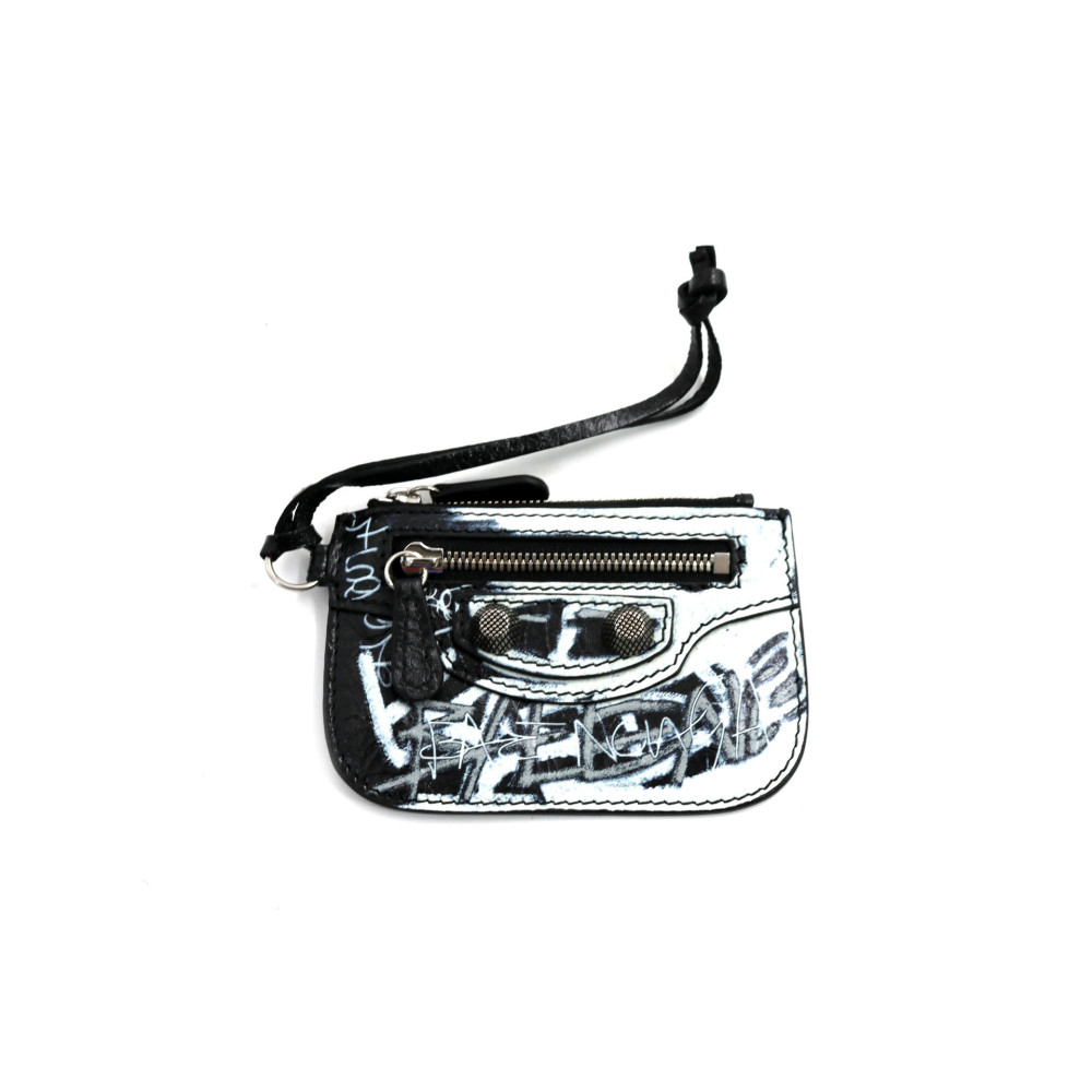 Balenciaga Portamonete Graffiti Pelle Nera