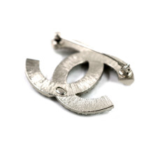 Chanel Spilla Metallo e Cristalli Argento